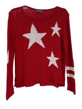 WOODEN SHIPS PAOLA BUENDIA Roll Neck Red Star Sweater Size XS/S Cotton Pullover